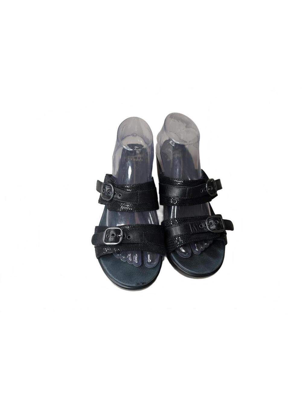 Dansko Jessie Black Lizard Print Wedge Sandals Women's 40 - Picture 2 of 6